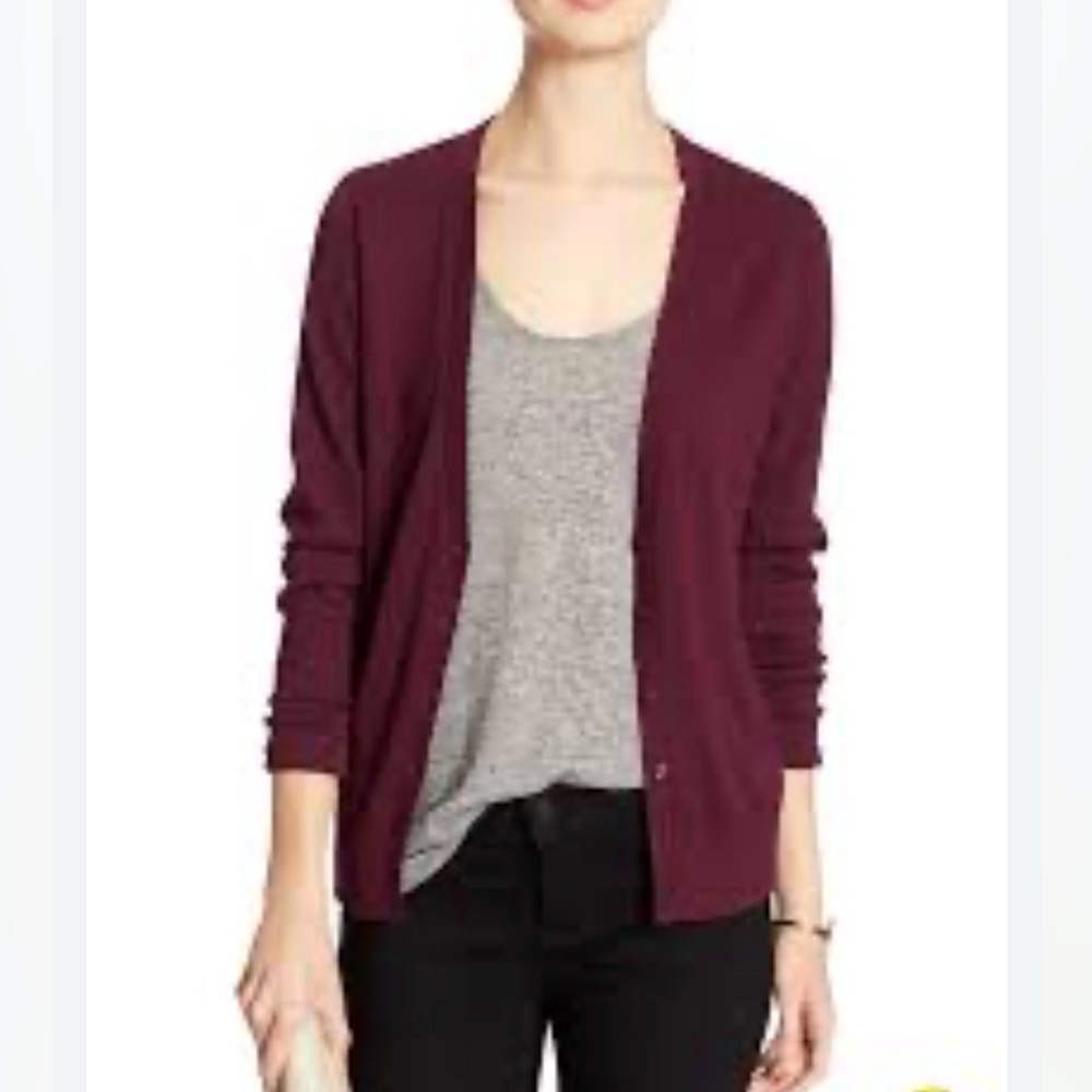 Banana Republic Burgandy Cardigan Sweater